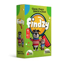 Findzy game box with cartoon characters and colorful design on a white background