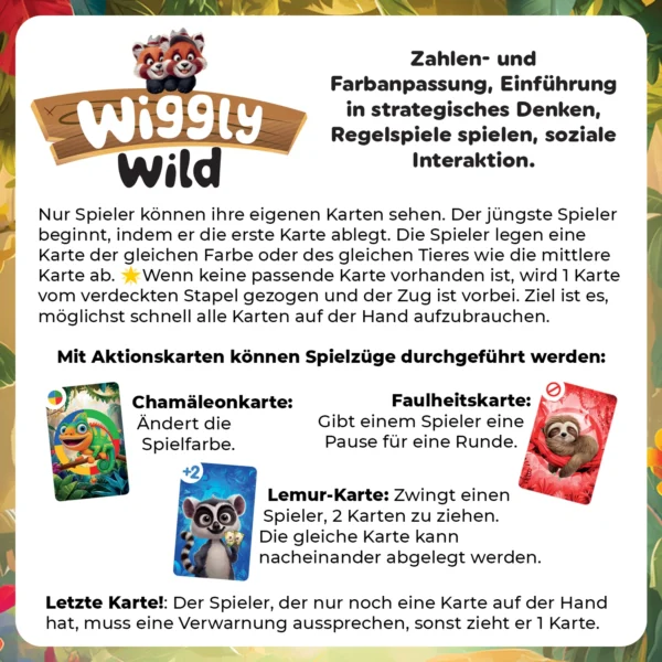 Wiggly Wild, Farb- und Zahlenkartenspiel (3-6 Jahre) – Bild 5