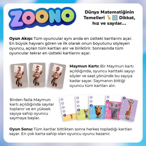 Zoono, Sayıları ve Saymayı Öğretmek için Kart Oyunu (3-5 Yaş) - Görsel 5