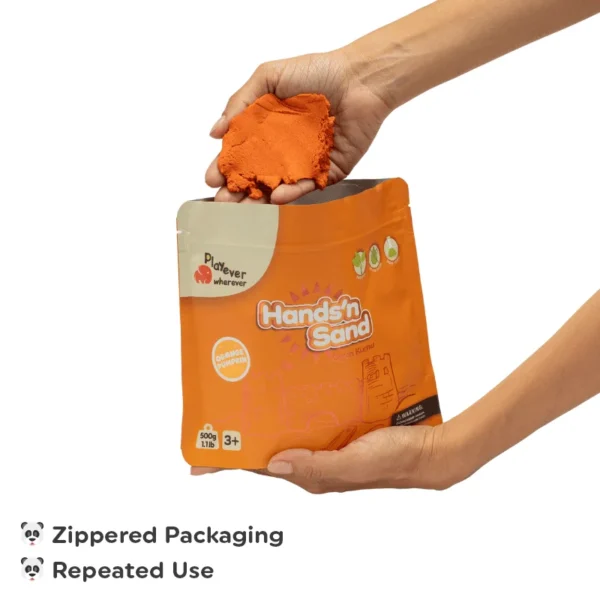 Playever Hands in Sand Natural Kinetic Play Sand 500 gr - Orange - Image 2