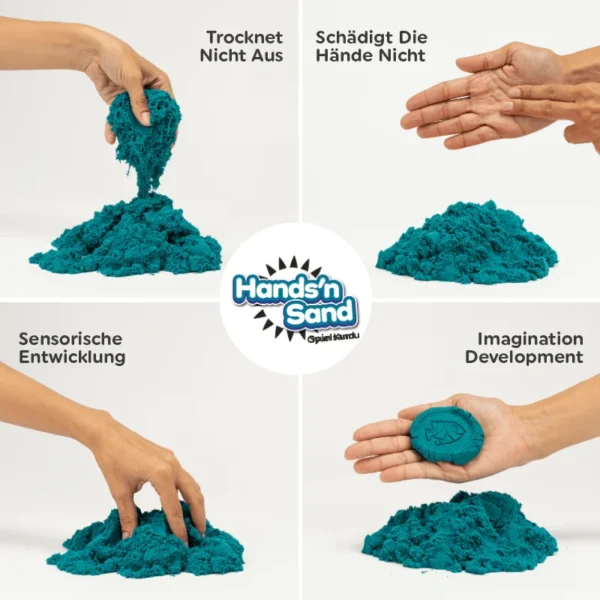 Playever Hand's in Sand Natürlicher Kinetischer Spielsand 500 g - Blau – Bild 3