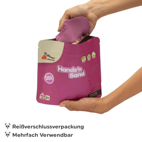 Playever Hands’n Sand Natürliches Kinetisches Spielsand 500g- Lila – Bild 2