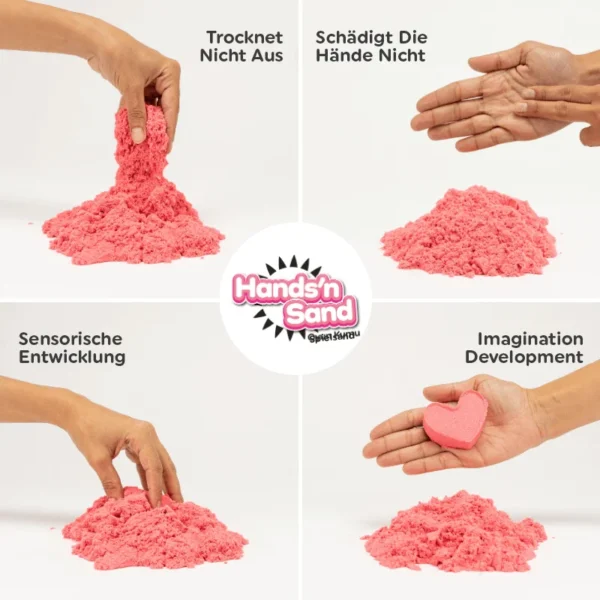 Playever Hands’n Sand Natürliches Kinetisches Spielsand 500g - Rosa – Bild 3