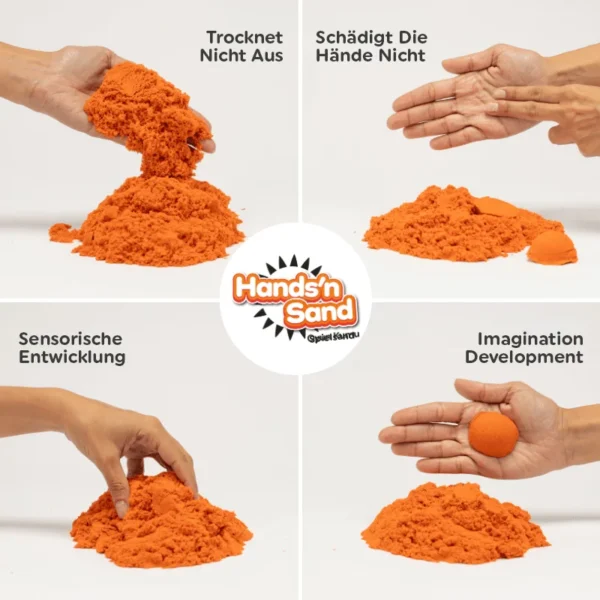 Playever Hands’n Sand Natürliches Kinetisches Spielsand 500g - Orange – Bild 3