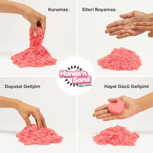 Playever Hands’n Sand Doğal Kinetik Oyun Kumu 500gr - Pembe - Görsel 3