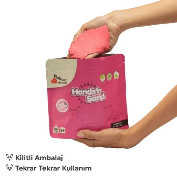 Playever Hands’n Sand Doğal Kinetik Oyun Kumu 500gr - Pembe - Görsel 2