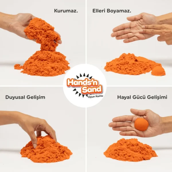 Playever Hands'n Sand Doğal Kinetik Oyun Kumu 500gr - Turuncu - Görsel 3