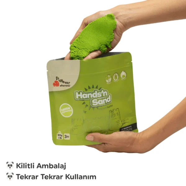 Playever Hands’n Sand Doğal Kinetik Oyun Kumu 500gr - Green - Görsel 2